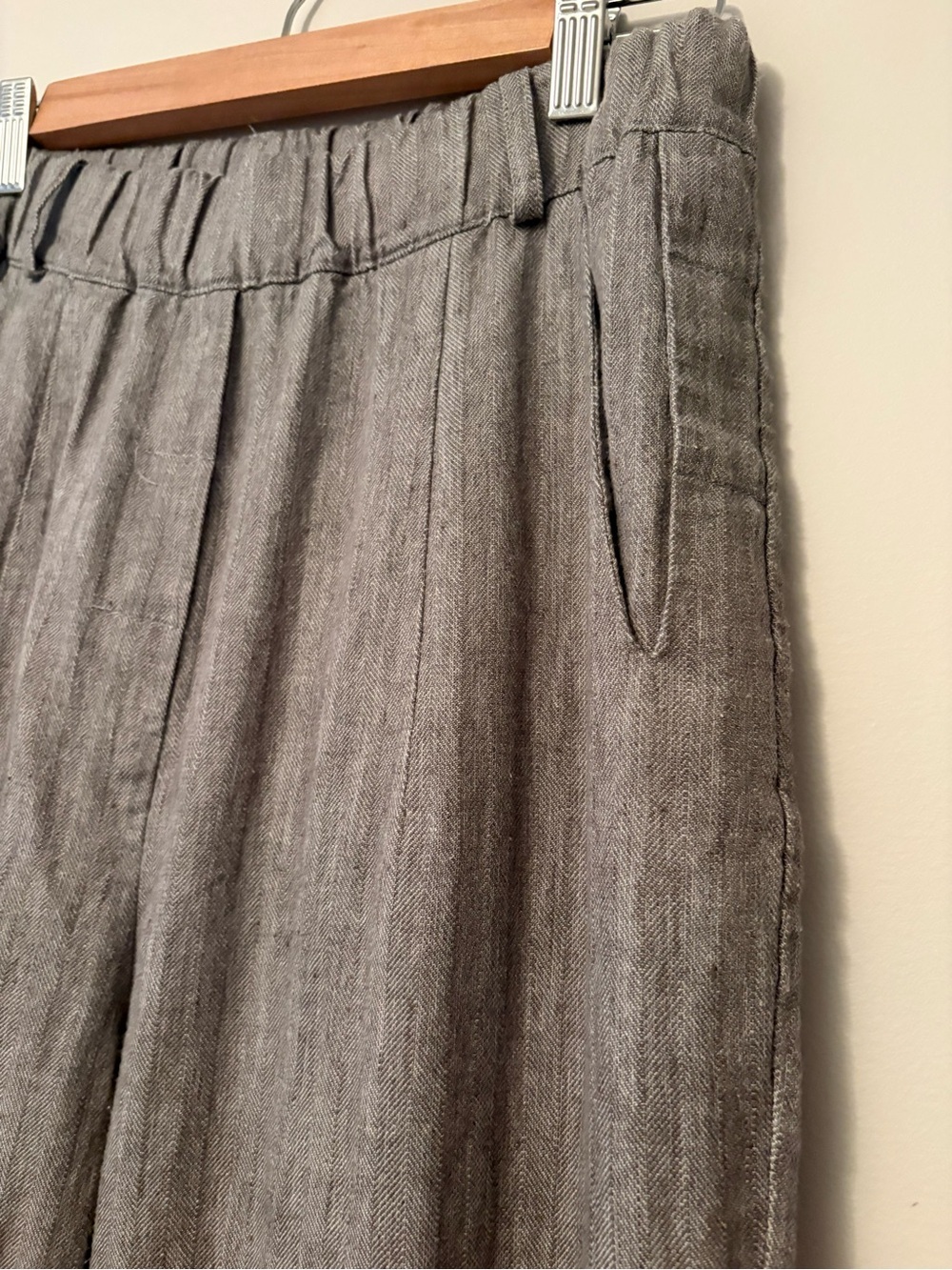 Niña Loca Roma Made in Italy Linen Cotton Herringbone Pleated Pants - Size S - Picture 4 of 10